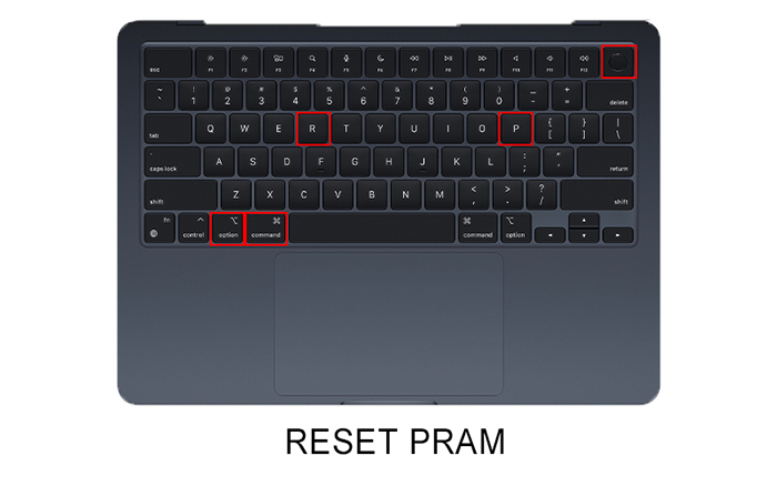 Xử lý MacBook M2 không lên nguồn bằng tổ hợp phím reset PRAM.