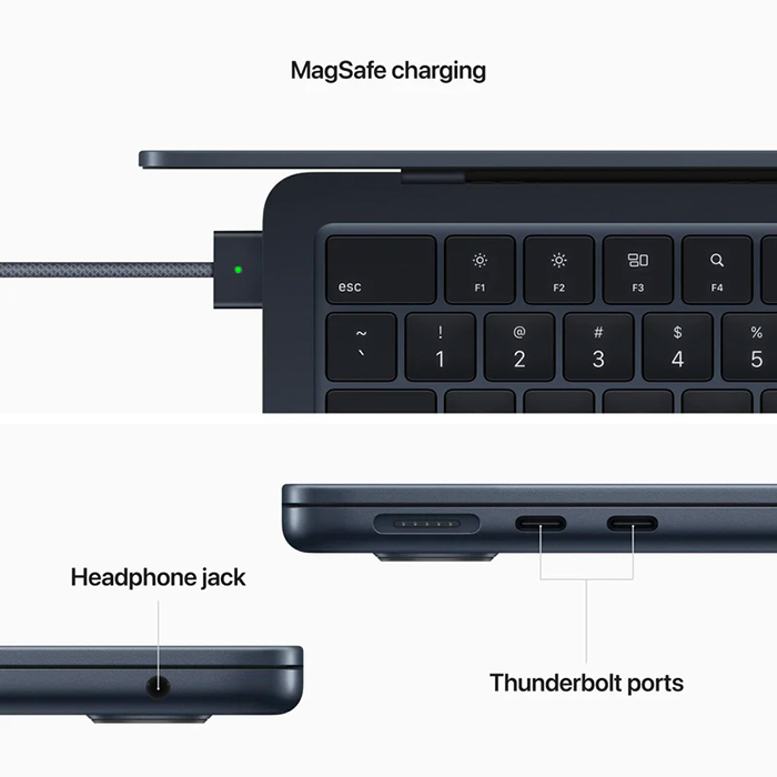Kết nối iPhone với MacBook M2 thông qua cáp USB-C Lightning.