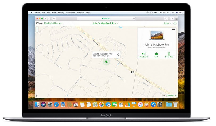 Tính năng Find My Mac giúp người dùng tìm được vị trí MacBook trong trường hợp bị thất lạc